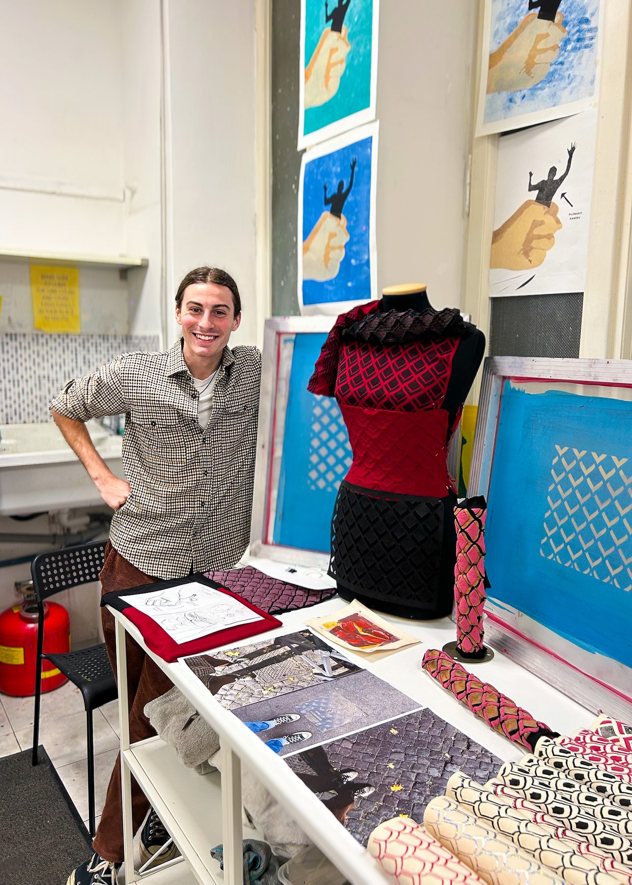 Zane Devlin beside the finished Italy work