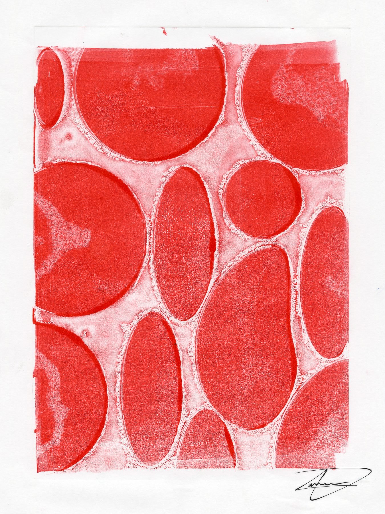 A laser cut plastic stencil, printed as a mono relief.