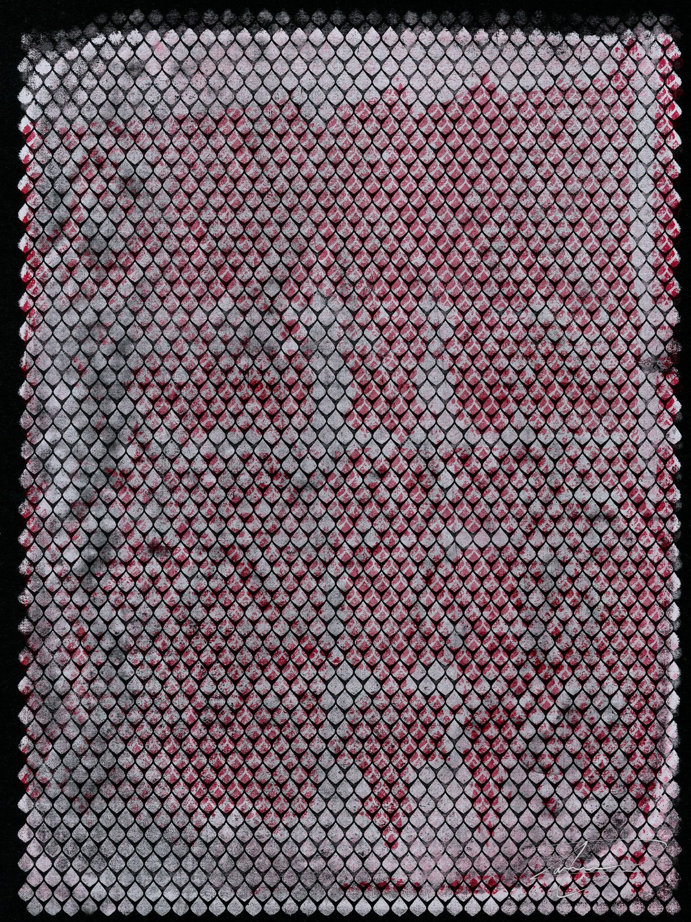 The same pattern, printed in the same sitting, run experimentally on black paper.