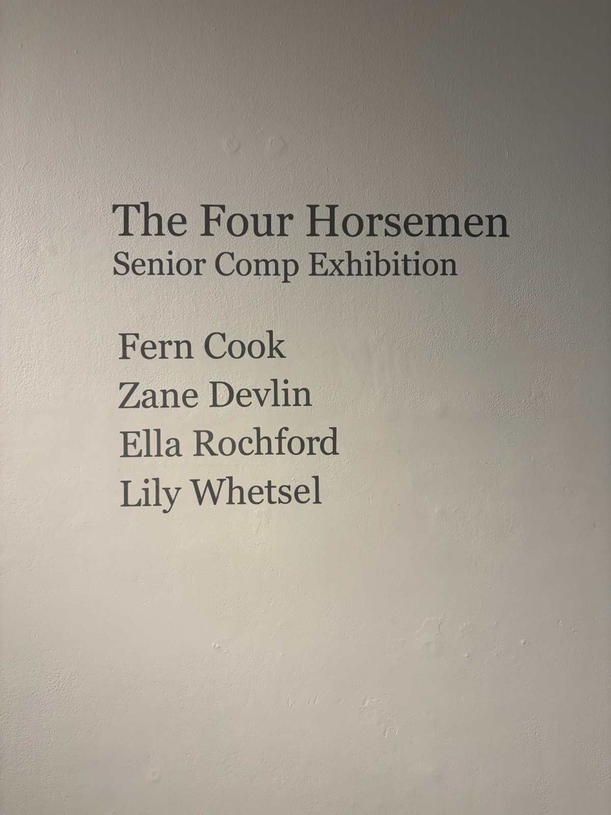 The title wall. The Eclipse was shown alongside work by three classmates.